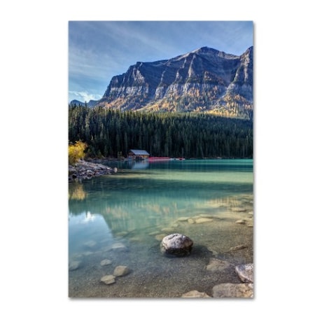 Pierre Leclerc 'Cabin At Lake Louise' Canvas Art,12x19